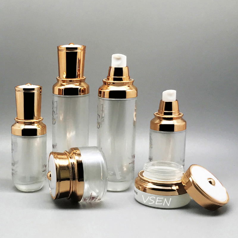 淡红色hth.com套装瓶子 高档玻璃瓶现货 乳液瓶(图7)